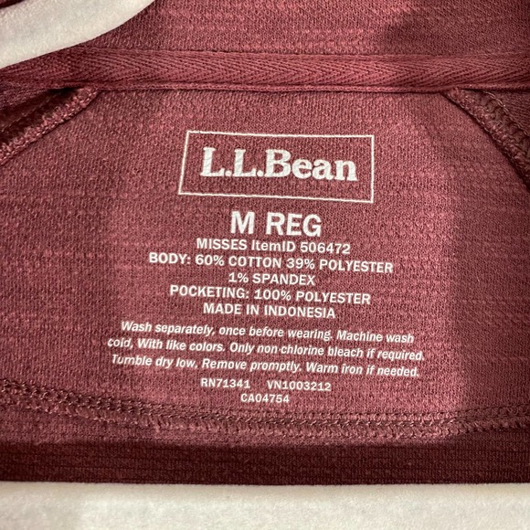 LL Bean Womens Jacket Medium Maroon Red Full Zip Long Sleeve Knit - Picture 7 of 9